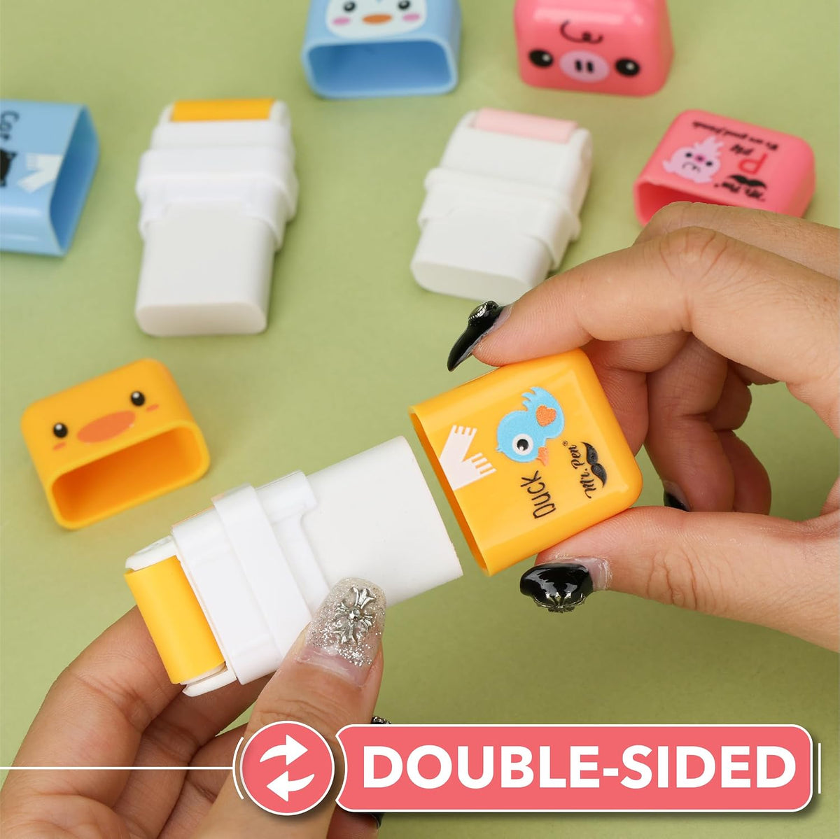 Mr. Pen- Cute Animal Eraser with Clean Up Roller and Cover, 12 Pack, Latex-Free, Rubber Pencil Erasers with Collector Rollers for Teens & Kids, Teacher, Classroom, School Supplies, Party Favor