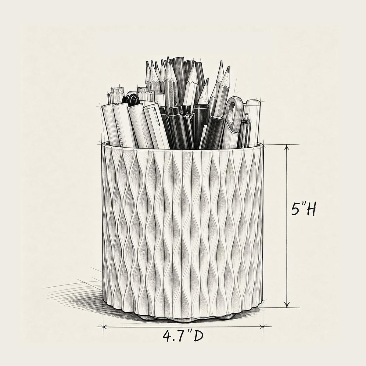 Lebenrich Rotating Pen Holder for Desk, Cute White Pencil Holder, Pen Cup
