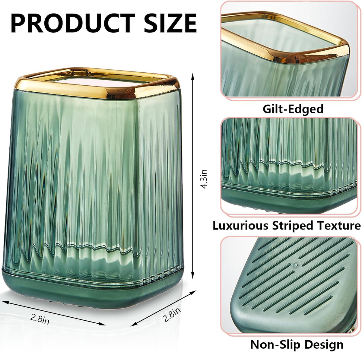 Green Plastic Pen Holder for Desk, Pencil Organizer Cup for Desk & Office