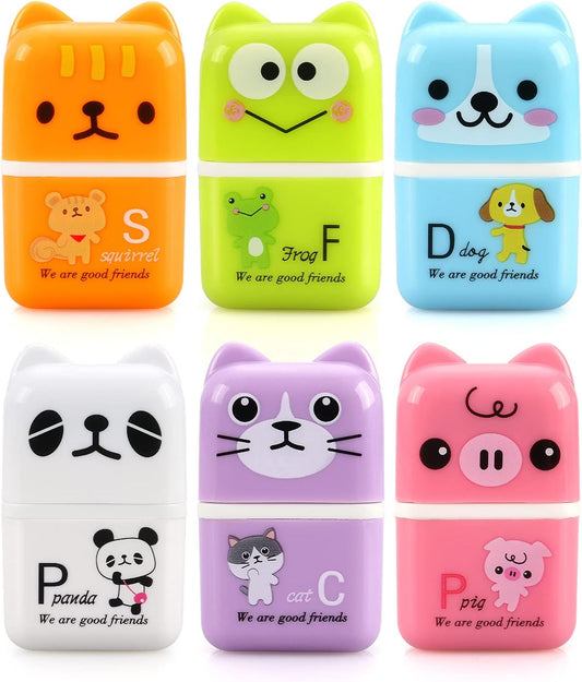 Tamaki 6 Pack Erasers for Kids, Cute Erasers with Cover and Roller