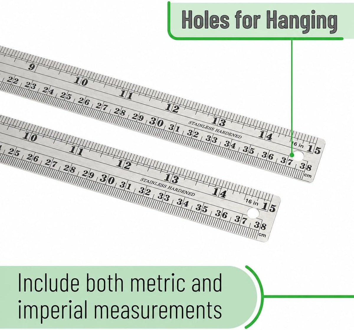 Mr. Pen- Metal Straight Edge Ruler, 2 Pack, 15 Inch