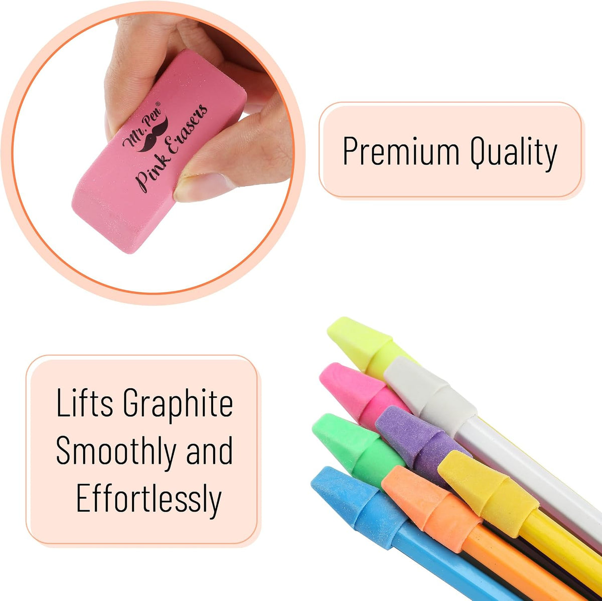 Mr. Pen- School Eraser Combination Set, 60 Pack, Assorted Colors