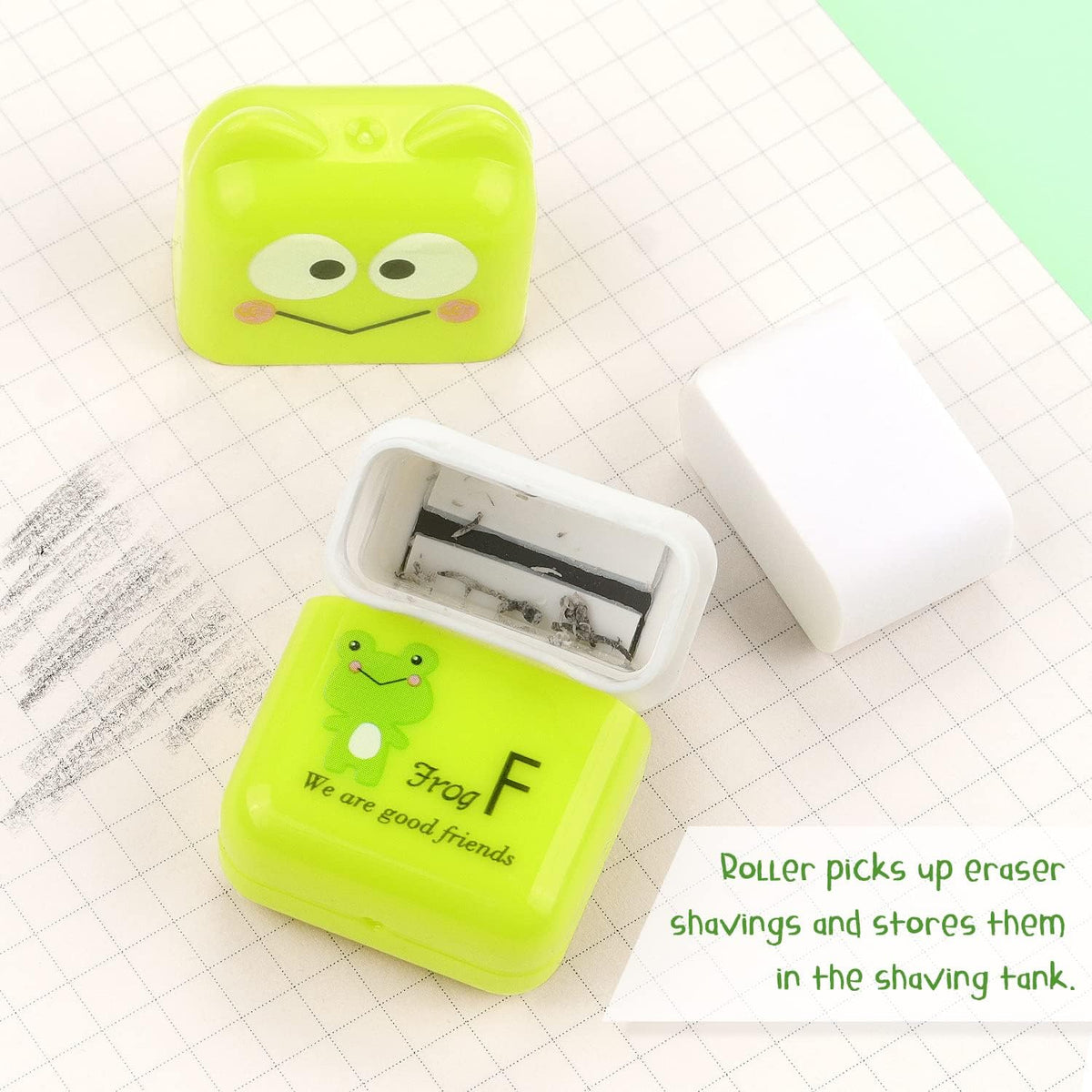 Tamaki 6 Pack Erasers for Kids, Cute Erasers with Cover and Roller
