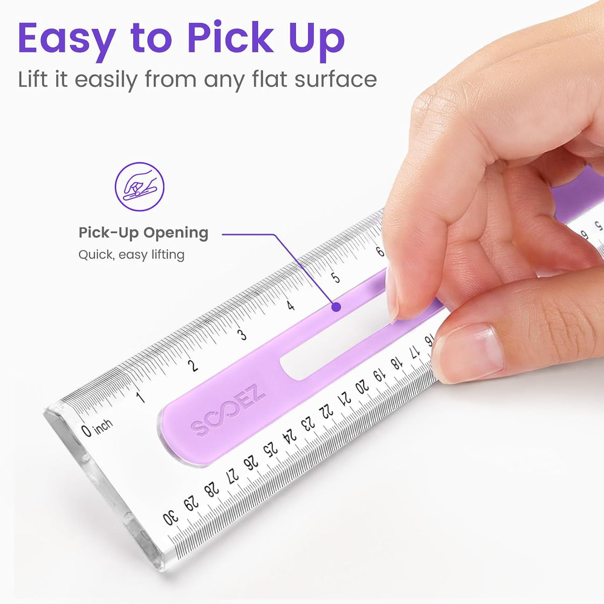 Sooez 6 Pack Ruler 12 Inch, Anti-Slip Clear Rulers for Kids School, Pastels