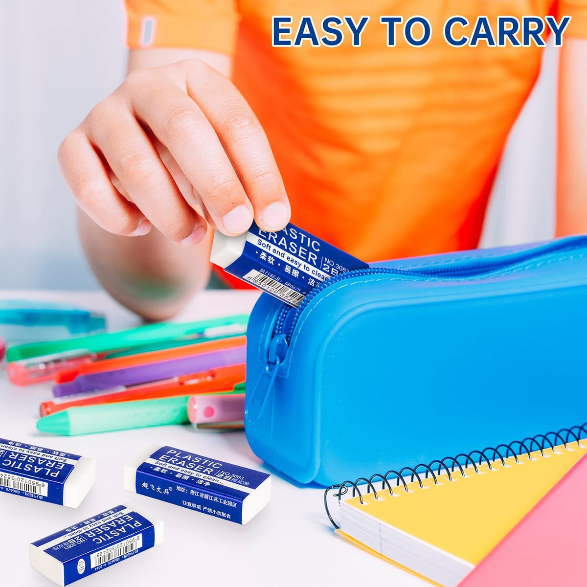 Eraser, Large, White, 6 Pack | Block Eraser for School Office, Art Eraser for Drawing