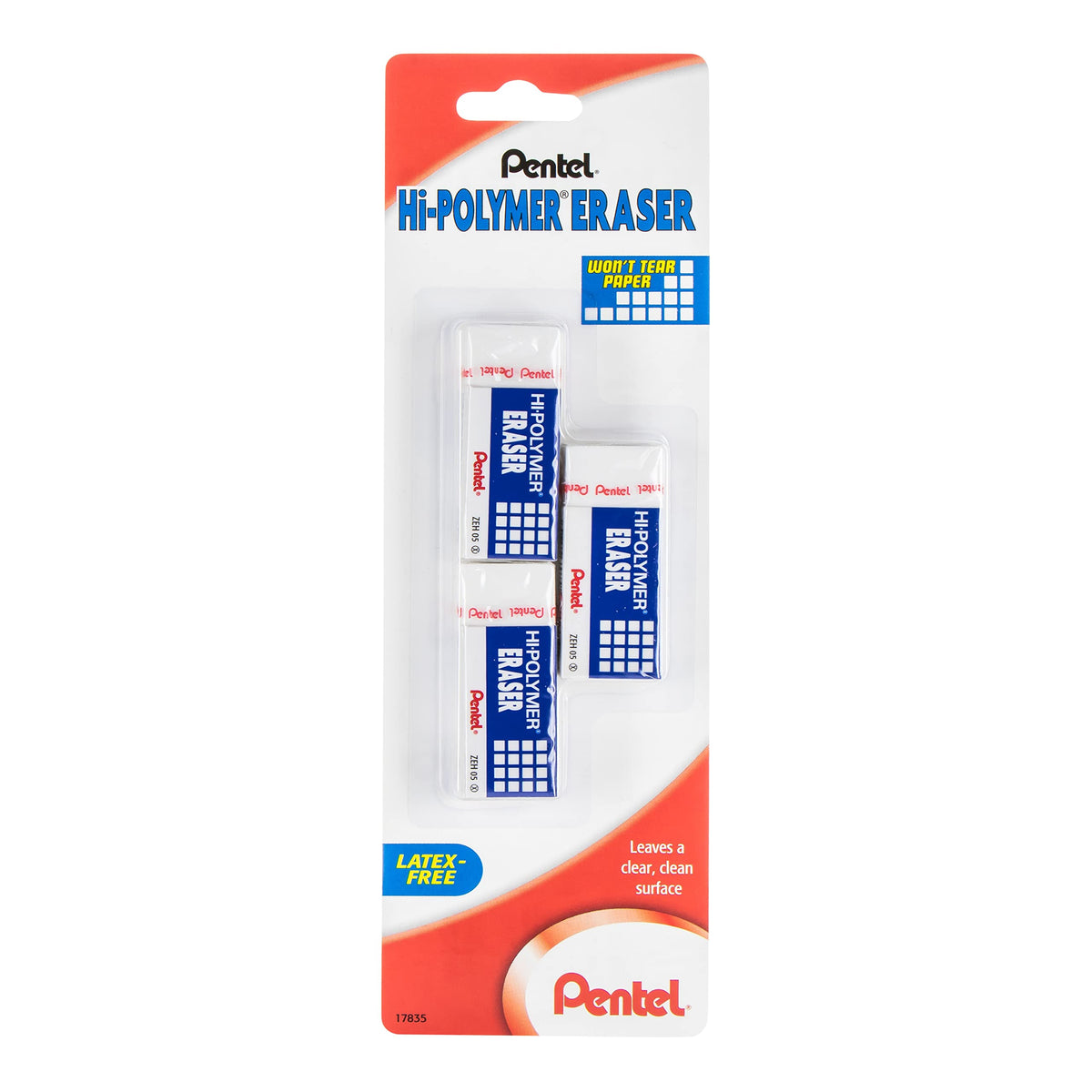 Pentel Hi-Polymer Block Eraser, Small, 3 Pack (ZEH05BP2F)