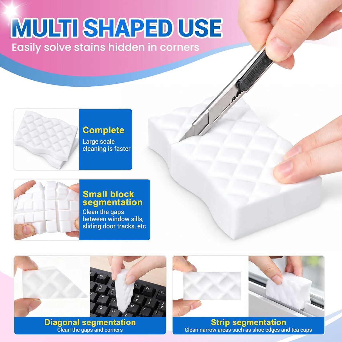 3X Density Magic Sponges Cleaning Eraser,80 Pack Stronger Melamine Foam