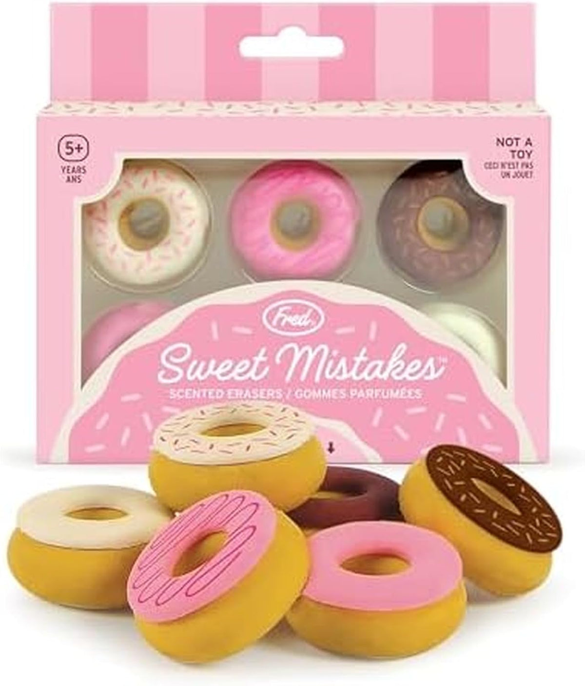 Genuine Fred Sweet Mistakes Macaron Erasers, Set of 6, Scented, Fun for School, Home, or Office