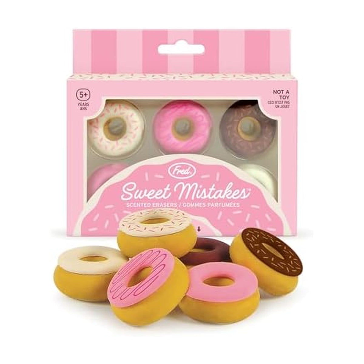 Genuine Fred Sweet Mistakes Macaron Erasers, Set of 6, Scented, Fun for School, Home, or Office