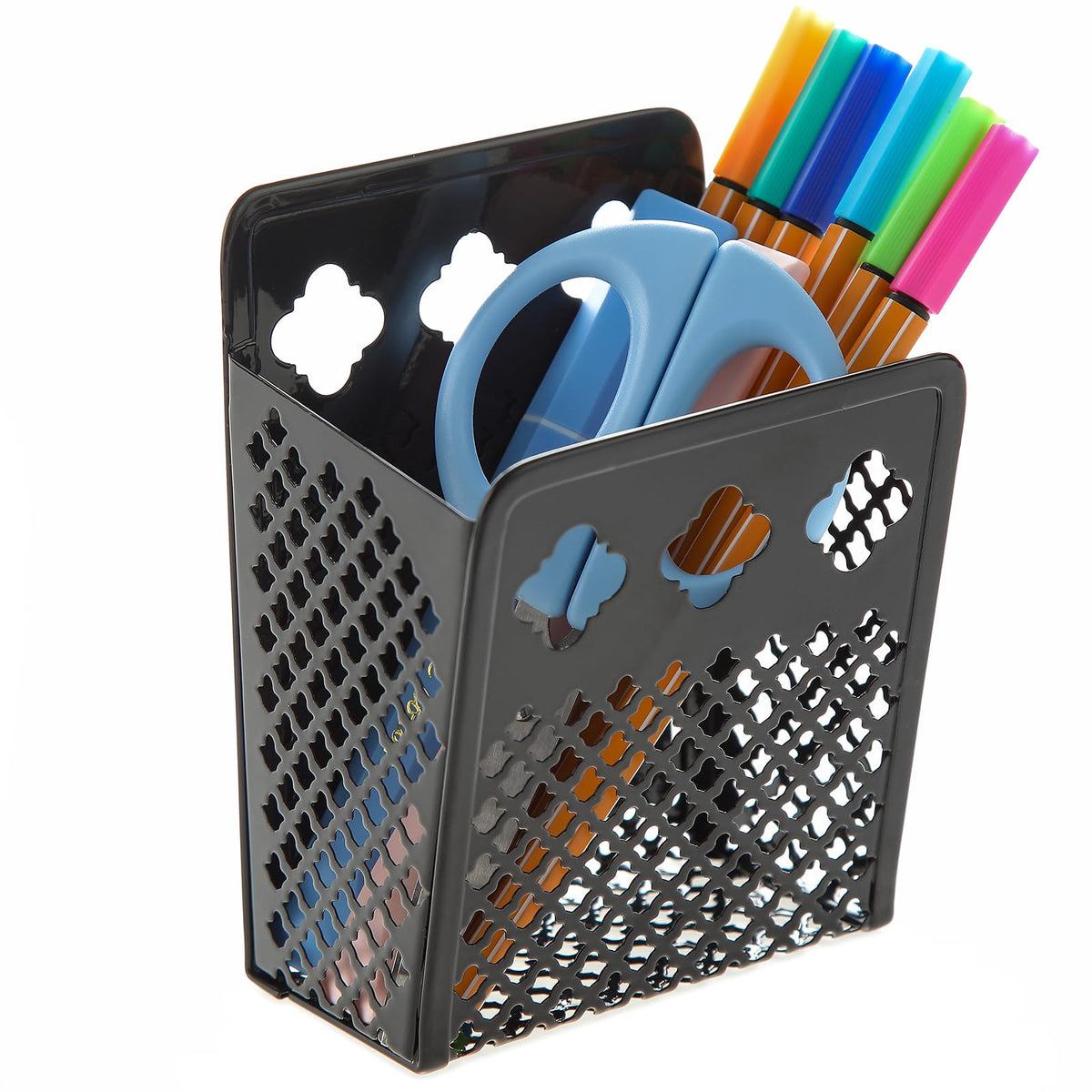 Magnetic Pen Holder, Mesh Metal Strong Magnet Dry Erase Marker Holder Pencil Organizer Small Items Basket for Refrigerator, Whiteboard, Locker Accessories-Pink, Pack of 1, Blush, New-Z008