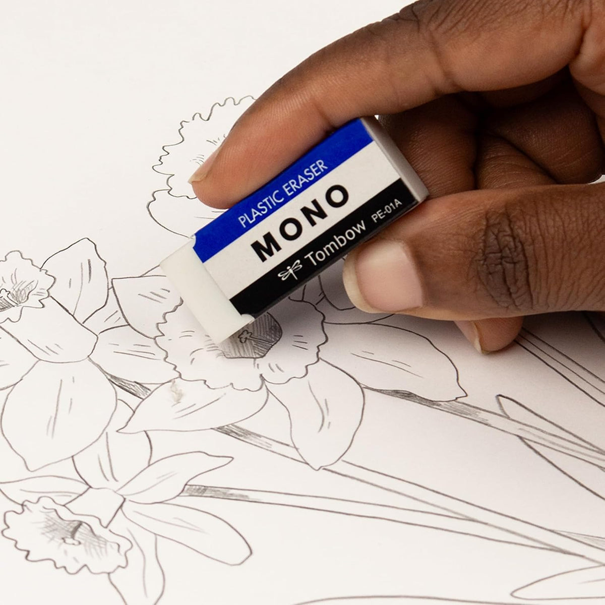 Tombow 57321 MONO Eraser, White, Small, 5-Pack. Cleanly Removes Marks