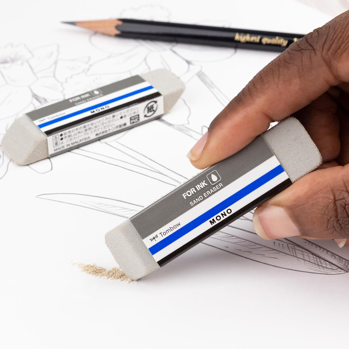 Tombow 67304 Mono Sand Eraser, 2-Pack. Silica Eraser Designed to Remove Colored Pencil and Ink Markings…