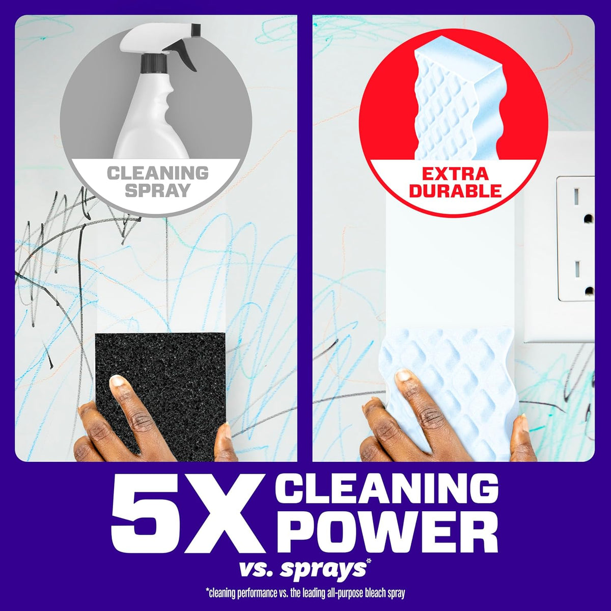 Mr. Clean Magic Eraser Sponge, All Purpose Cleaner, Cleaning Scrubber, Wall, Sneaker, Kitchen, Bathroom, Shower Cleaner, Cleaning Supplies, Melamine Sponge, Cleaning Pads, Extra Durable, 9ct