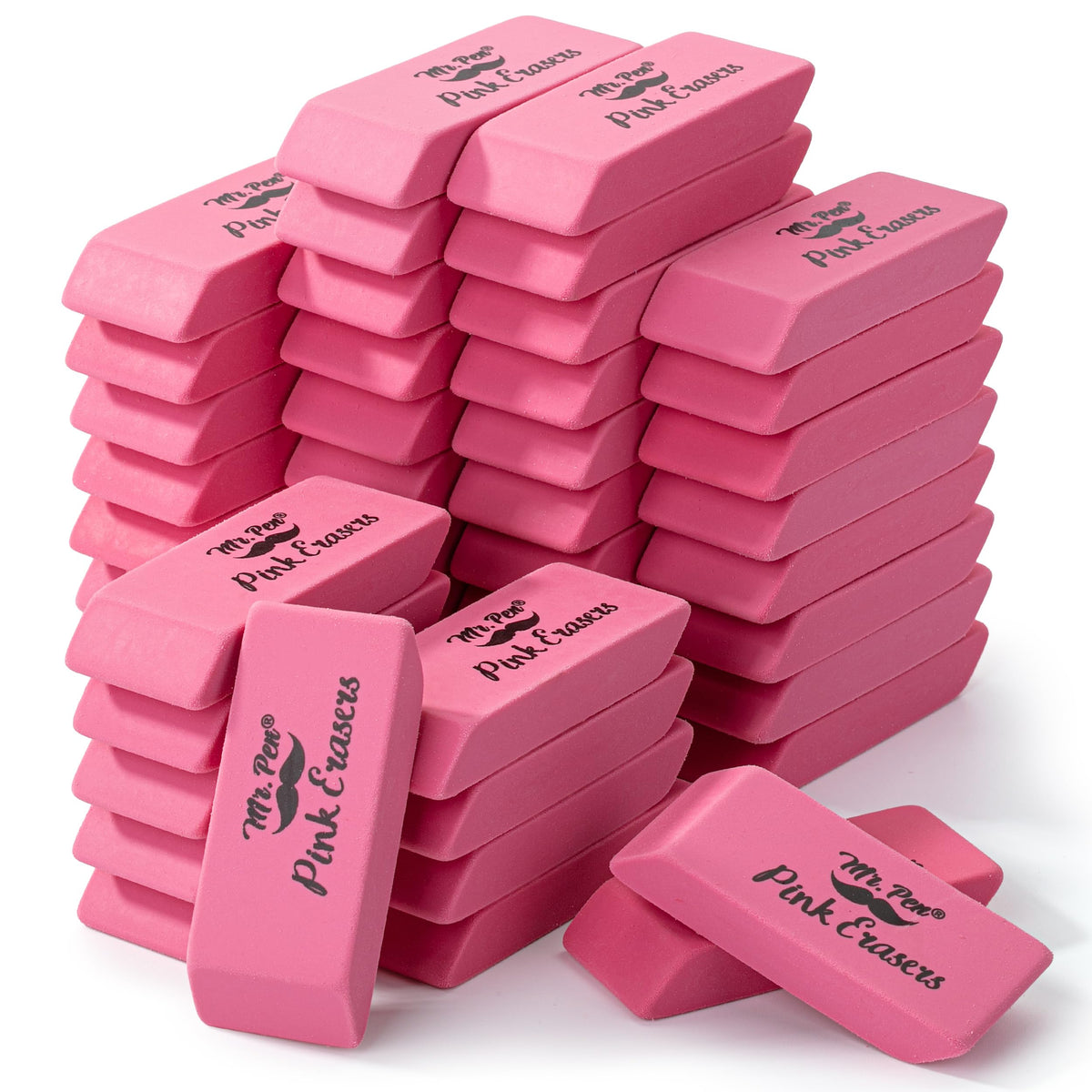 Mr. Pen- Pink Pencil Eraser, 12 Pack