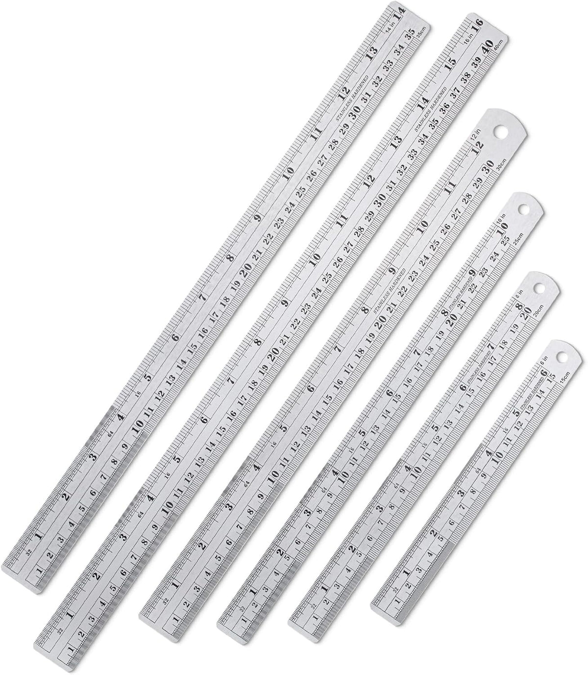 Mr. Pen- Metal Straight Edge Ruler, 6 pcs, 6", 8", 10", 12", 14", 16"