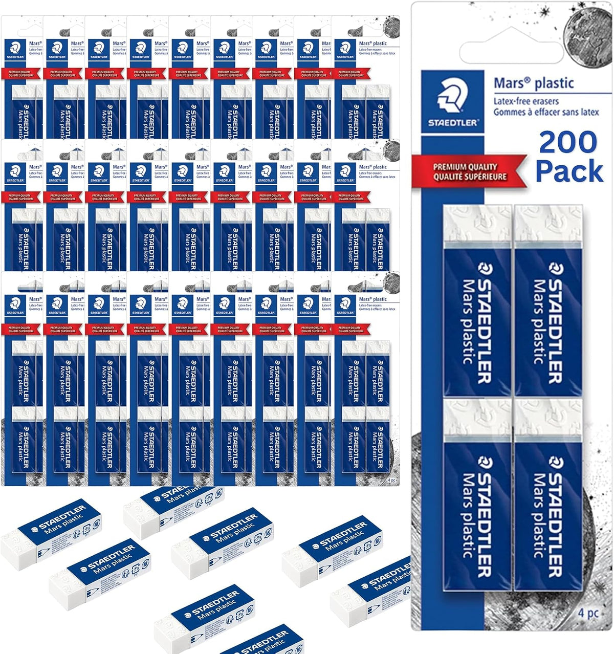 STAEDTLER Mars Plastic Vinyl Erasers (2-Pack), White Erasers for Clean & Precise Results - Latex-Free, Minimal Crumbling, Made in Germany