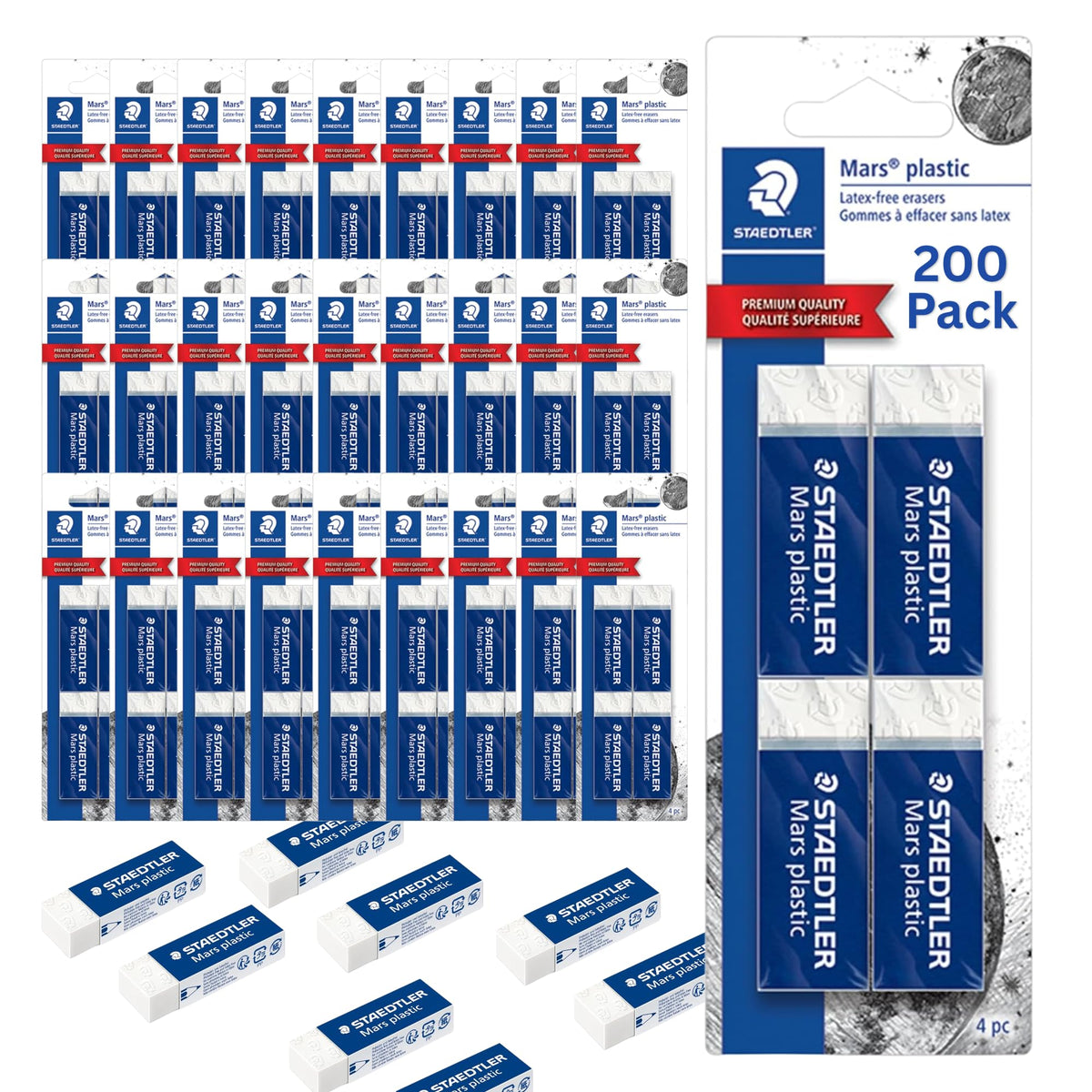 STAEDTLER Mars Plastic Vinyl Erasers (20-Pack), White Erasers for Clean & Precise Results - Latex-Free, Minimal Crumbling