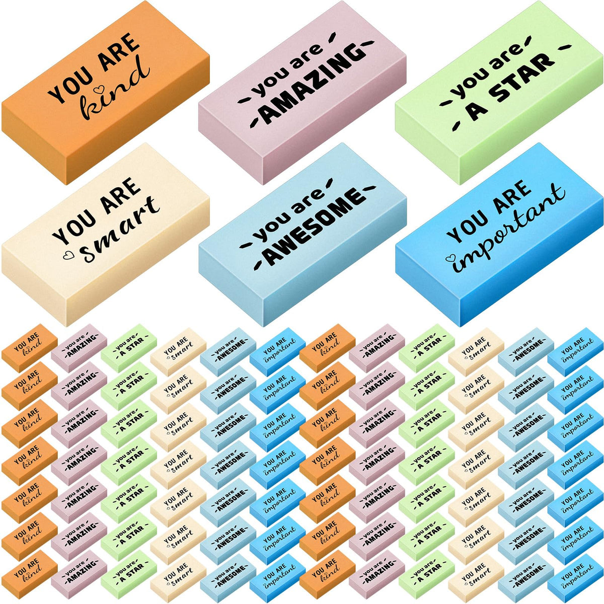 Resurhang 180 Pcs Inspirational Erasers,Motivational,Multicolor
