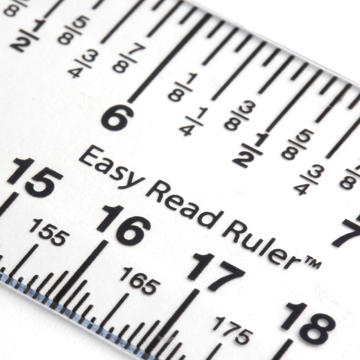 Victor Easy Read 12-Inch Flexible Clear Plastic Ruler, 1/16 Inch Fractions and Metric Scale Markings, Shatterproof Transparent Measuring Tool for School, Office, Crafts, Sewing and DIY