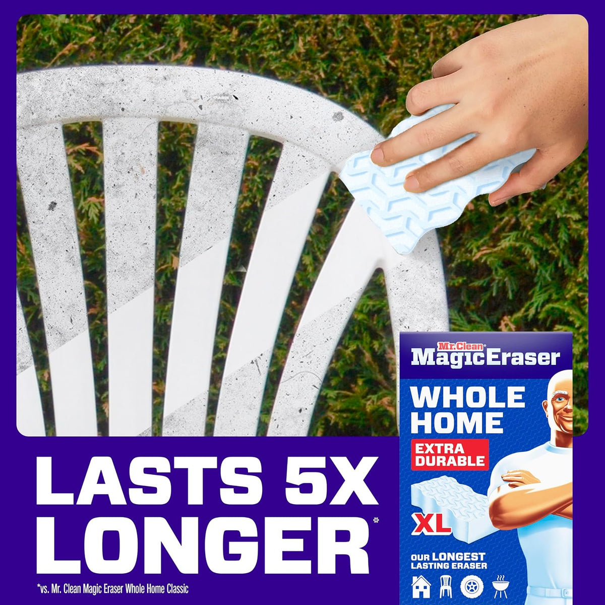 Mr. Clean Magic Eraser Sponge, All Purpose Cleaner, Long Lasting Cleaning Scrubber, Wall, Sneaker, Oven, Kitchen, Bathroom, Shower Cleaner, Cleaning Supplies, Whole Home Extra Durable XL, 8ct
