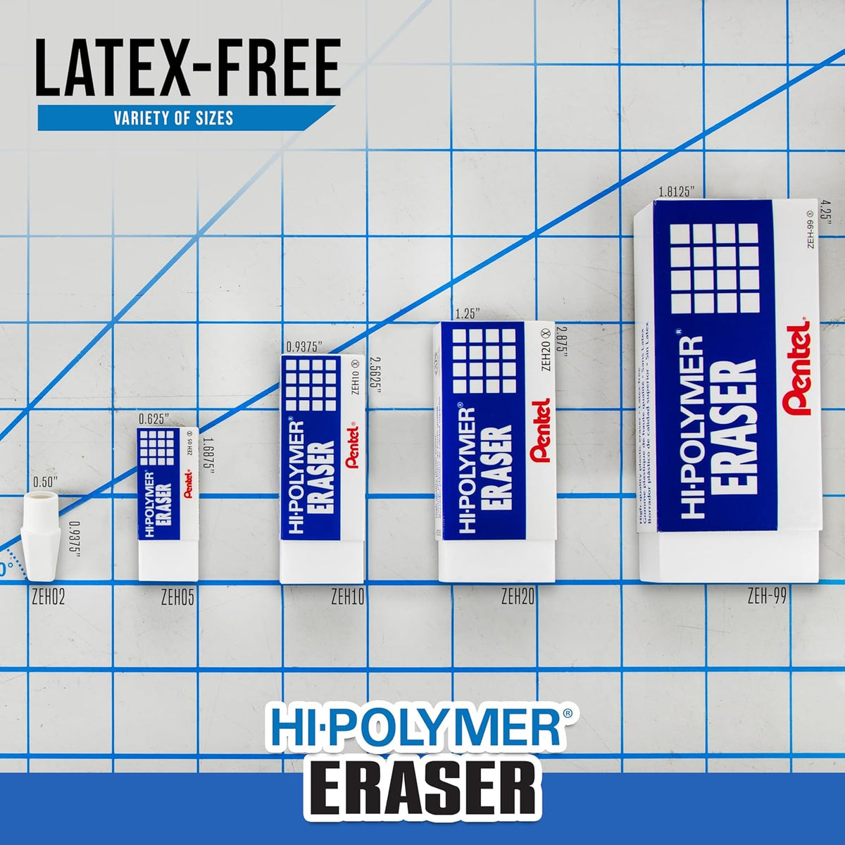 Pentel Hi-Polymer Block Eraser, Small, 3 Pack (ZEH05BP2F)