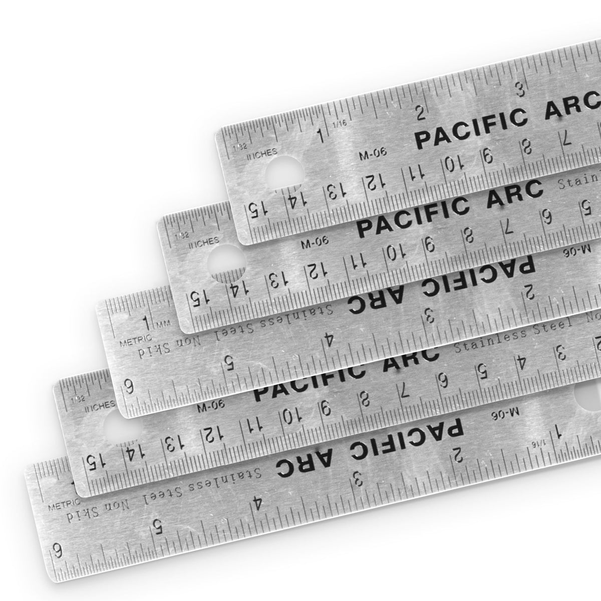 Pacific Arc Stainless Steel 12 Inch Metal Ruler Non-Slip Cork Back, with Inch and Metric Graduations