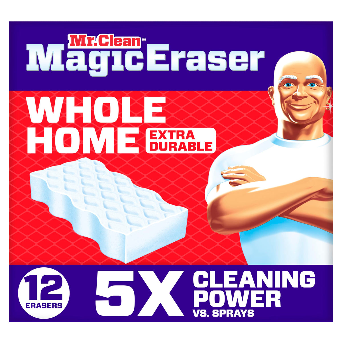 Mr. Clean Magic Eraser Sponge, All Purpose Cleaner, Cleaning Scrubber, Wall, Sneaker, Kitchen, Bathroom, Shower Cleaner, Cleaning Supplies, Melamine Sponge, Cleaning Pads, Extra Durable, 9ct