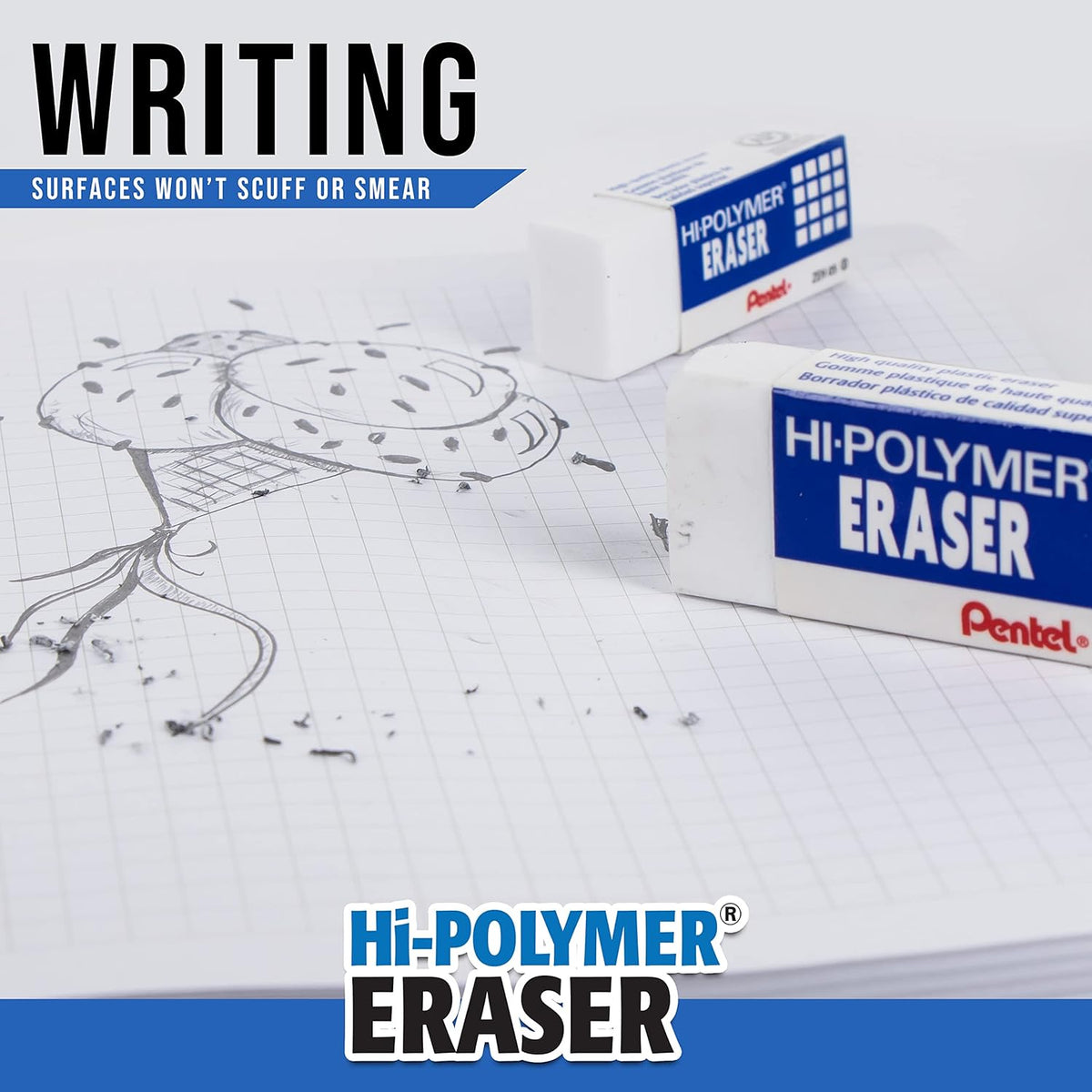 Pentel Hi-Polymer Block Eraser, Small, 3 Pack (ZEH05BP2F)