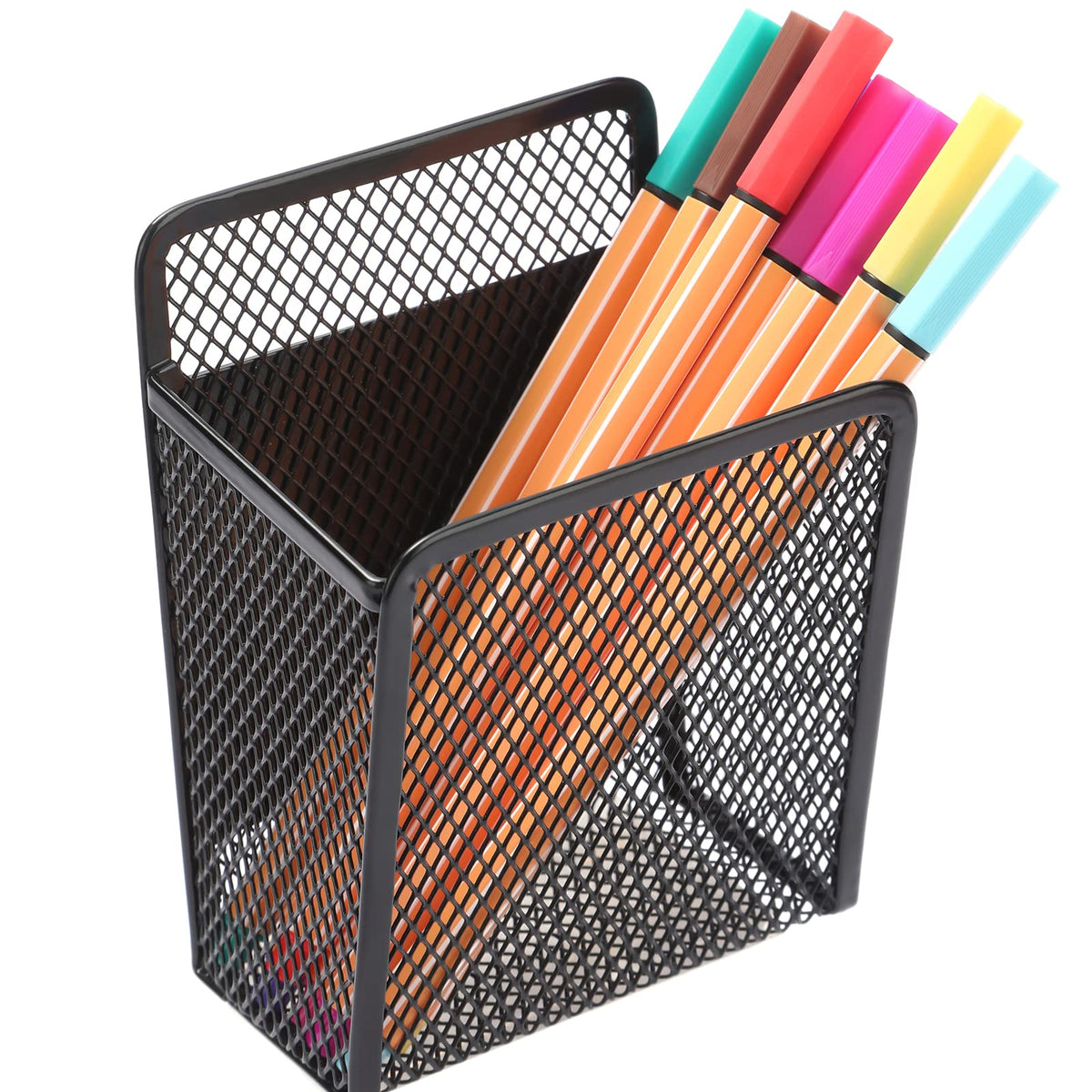 Magnetic Pen Holder, Mesh Metal Strong Magnet Dry Erase Marker Holder Pencil Organizer Small Items Basket for Refrigerator, Whiteboard, Locker Accessories-Pink, Pack of 1, Blush, New-Z008