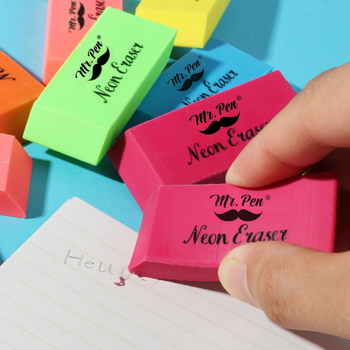Mr. Pen- Pencil Eraser, 12 Pack, Neon Colors