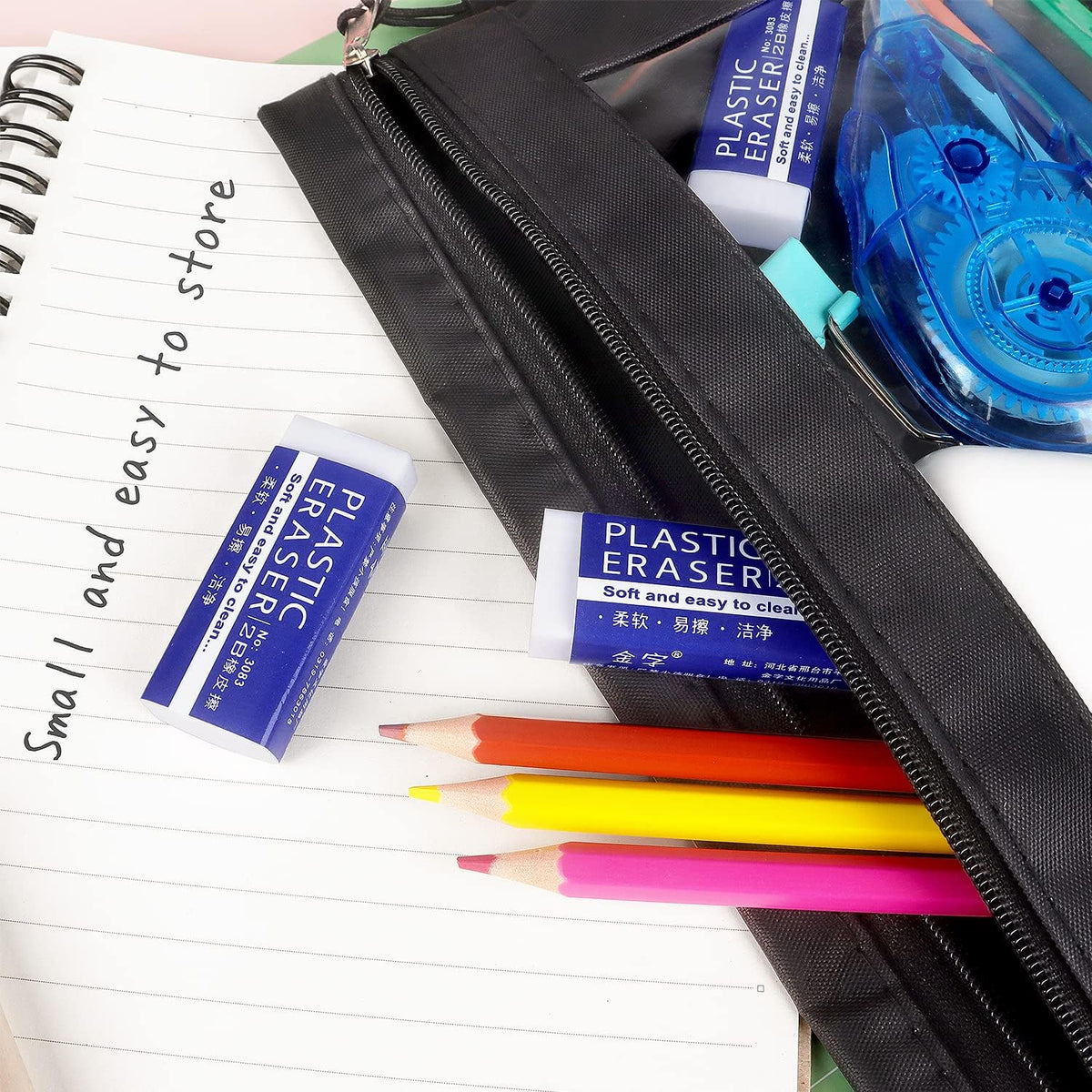 Tamaki Erasers, Large, White, 24 Pack