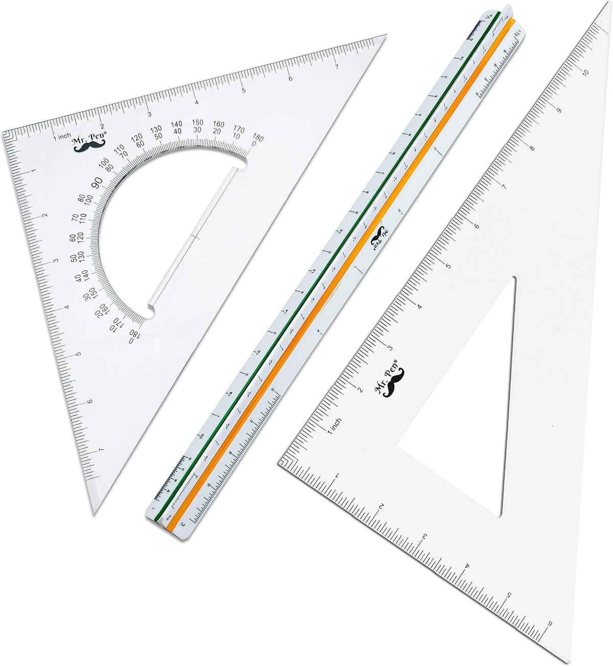 Mr. Pen Architectural Triangular Ruler Set with 12 Inch Triangular Scale
