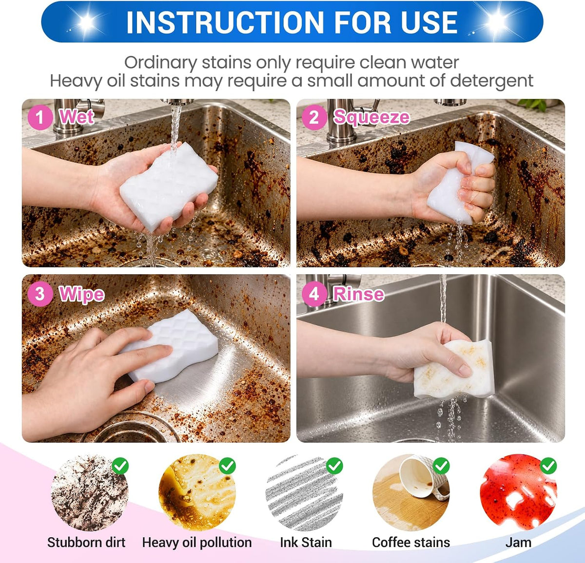 3X Density Magic Sponges Cleaning Eraser,80 Pack Stronger Melamine Foam