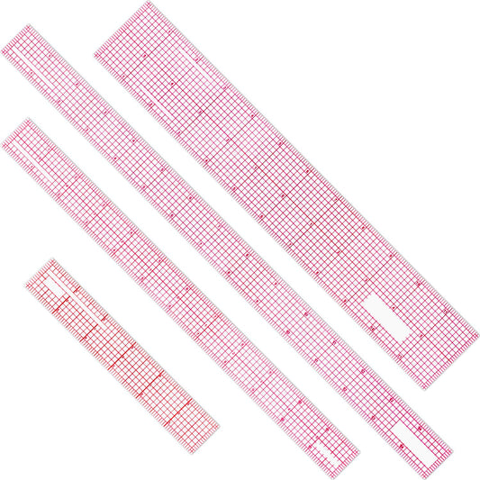 Pelopy 4 Pcs Clear Plastic Ruler 6 Inch, 12 Inch, 15 Inch, Transparent