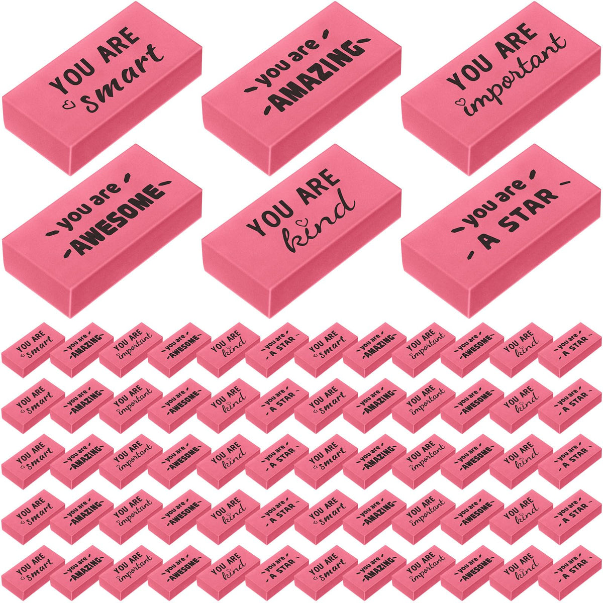 Resurhang 180 Pcs Inspirational Erasers,Motivational,Multicolor
