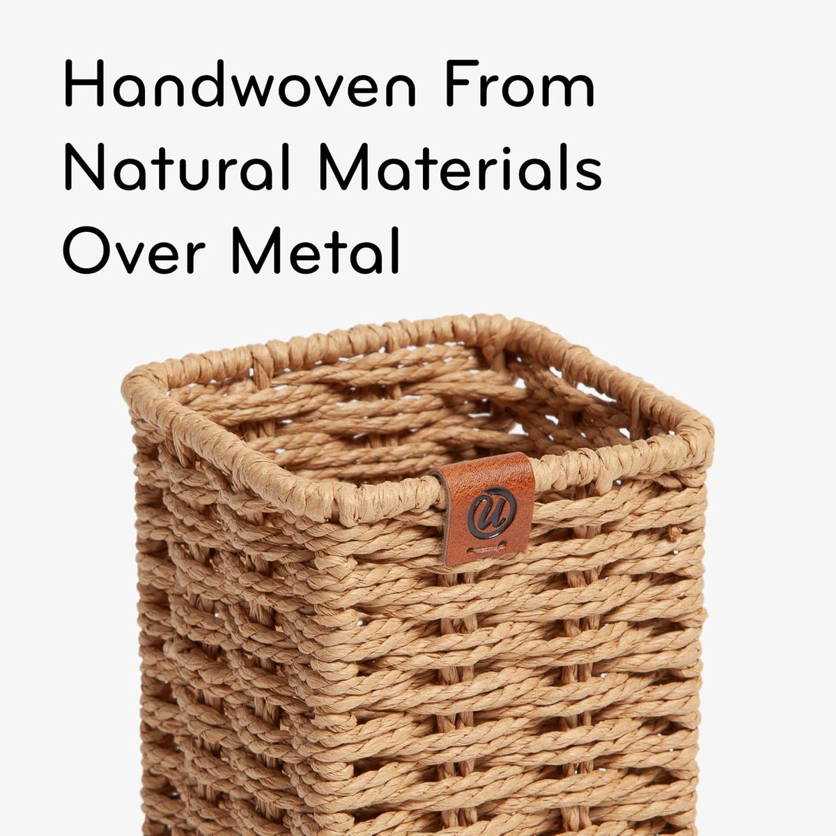 U Brands Pencil Cup, Pen Holder, Desktop Organizer, Wicker Woven Finish