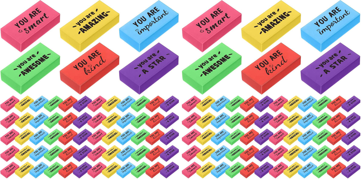 Resurhang 180 Pcs Inspirational Erasers,Motivational,Multicolor