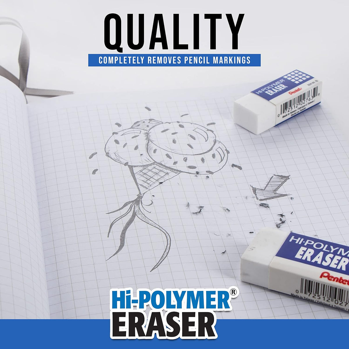 Pentel Hi-Polymer Block Eraser, Small, 3 Pack (ZEH05BP2F)