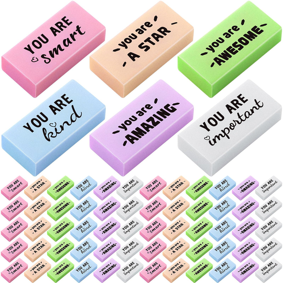 Resurhang 180 Pcs Inspirational Erasers,Motivational,Multicolor