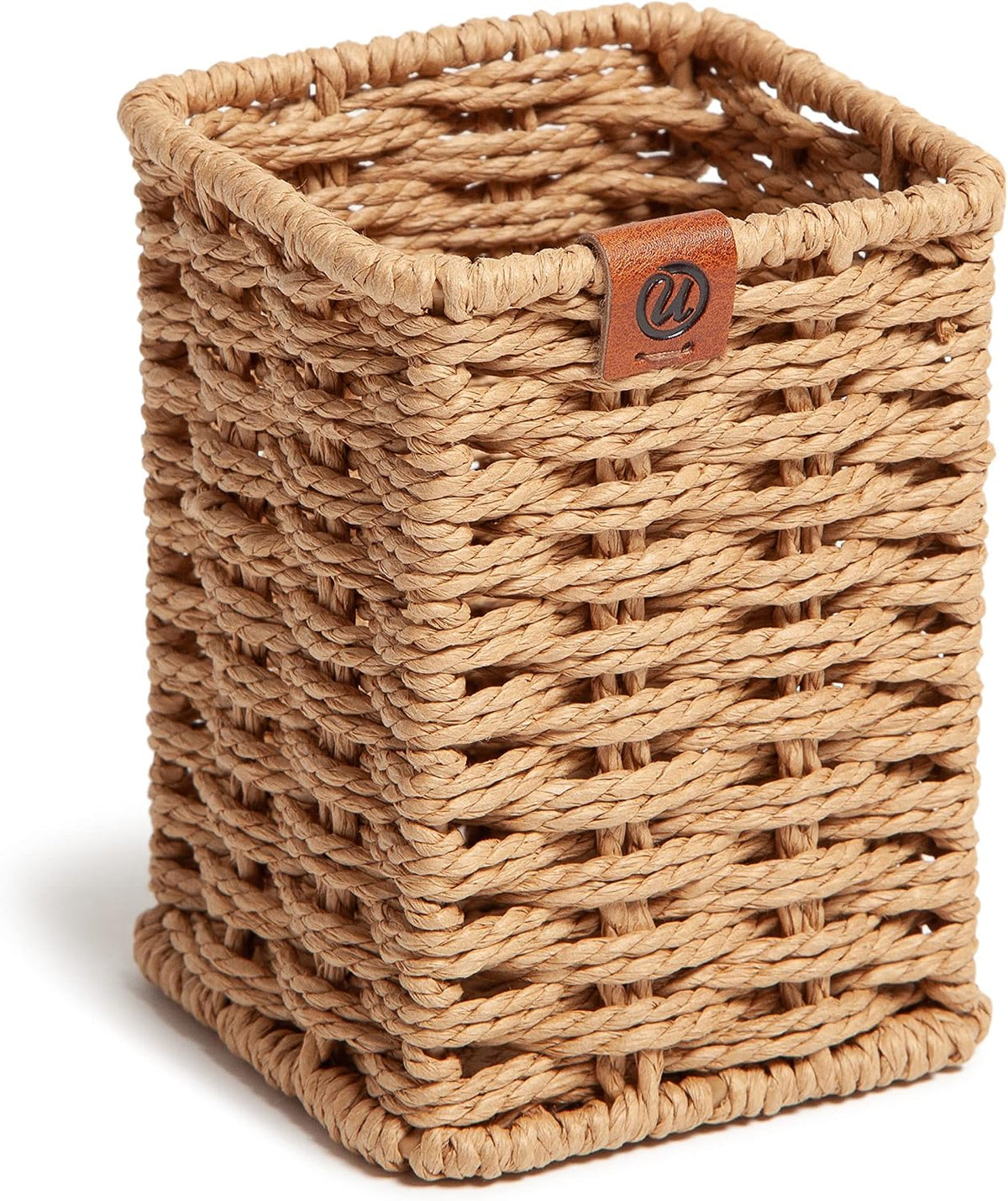 U Brands Pencil Cup, Pen Holder, Desktop Organizer, Wicker Woven Finish