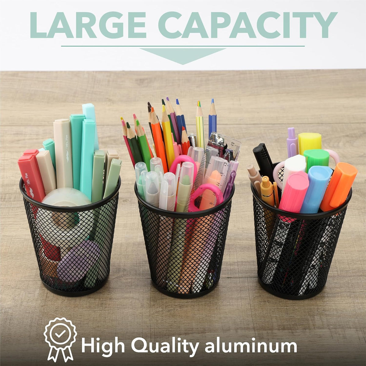 Mr. Pen- Mesh Pencil Holder Set, 6 Pack, Metal Desk Organizer Cups