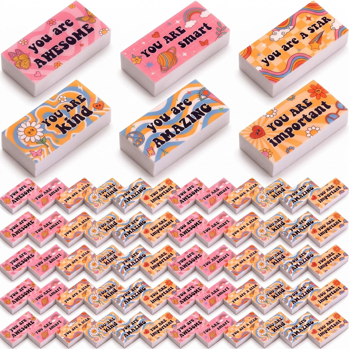 Resurhang 180 Pcs Inspirational Erasers,Motivational,Multicolor